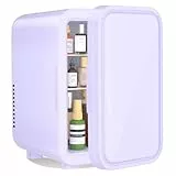 YASHE Mini nevera de 6 litros/8 latas, 220 – 240 V CA/CC, refrigerador termoeléctrico portátil, refrigerador para dormitorio, cuidado de la piel, bebidas, oficina, dormitorio y coche, morado