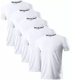 Holure Paquete de 3 o 5 camisetas deportivas transpirables de secado rápido para hombre, Paquete de 5: blanco/blanco/blanco/blanco/blanco, XL