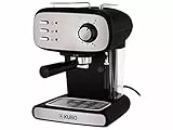 KUBO - Cafetera Espresso, Presión 15 bar, Depósito Agua 1.2L, 850W, Vaporizador para capuchino o bebidas con leche, Limpieza Fácil
