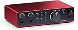 Focusrite Scarlett 2i2 4.ª gen. interfaz de audio USB para grabar, componer, retransmitir y emitir pódcast. Grabación con sonido de estudio y alta fidelidad y todo el software que necesitas