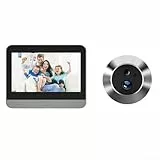 RemixAst Cámara inteligente de mirilla para puerta, con pantalla LCD, 1080P HD Video Doorbell WiFi, cámara de seguridad inalámbrica, visión nocturna, sensor de movimiento para apartamento y hogar