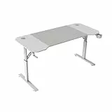 Mars Gaming MGD-ERGO140, Mesa Altura Ajustable 3 Posiciones, Superficie Ergonómica, Estructura Metálica, Alfombrilla XXL, Soporte Auriculares + Bebida, Gestión Cableado, Mesa Gaming 140x60cm, Blanco