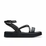Clarks Women's Alda Cross Sandal, Piel negra, 41 EU