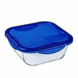 Pyrex Cook & Go - Recipiente Cuadrado con Tapa 100% hermética, para Contener Alimentos, Apto para Horno y microondas, 21 x 21 x 8 cm, Capacidad de 2 l