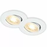 BRILONER - Pack de 2 Downlights LED de techo empotrables planos 230V, orientables, luz blanca cálida, ojos buey led para techo, foco empotrable, agujero 68mm, 8x3,2 cm, blanco