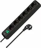 Brennenstuhl Eco-Line regleta de enchufes con 6 Tomas de Corriente (Cable de 3m, Interruptor) Negro