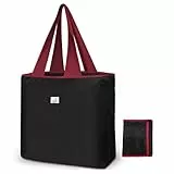 HONZUEN Bolsa de la Compra Grande 52x42 cm, Bolsa Plegable Reutilizable de Tela, Ligera y Resistente para Supermercado y Viaje, Negro