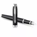 PARKER IM Pluma estilográfica | negro mate con detalles cromados | punta fina con tinta azule | caja para regalo