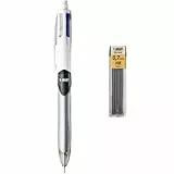 BIC 4 Colores Bolígrafo de Punta Media (1,0mm) Multifunción 3+1HB con 12 minas de Recambio 0,7mm - Colores Surtidos - Ideal para profesionales