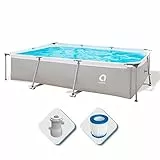 Avenli Piscina Rectangular con Estructura, Gris