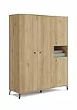 MUEBLES PITARCH | Armario Dormitorio Ropero 4 Puertas, 1 Hueco y 4 Estantes, Roble Gold, 200x150x55cm (Alto x Ancho x Fondo), Moderno, Modelo Camila