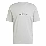 adidas Hombre Essentials Linear Single Jersey tee, Medium Grey Heather/Black, XL