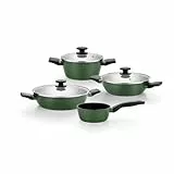 MONIX Forest | Batería 7 piezas, aluminio forjado 4 mm, antiadherente, con tapa de cristal termoresistente, apta para todo tipo de cocinas incluida inducción