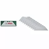 Bosch Hojas trapezoidales, 10 piezas (accesorios para cúter; varios trabajos corte; acero SK5; estuche almacenamiento)