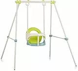 Smoby - Columpio Baby Swing para Bebés, para Interior y Exterior, Estructura de Metal Segura y Resistente, Asiento Verde y Azul, Adecuado a Partir de 6 Meses - 117x124 x118cm (7600830304)