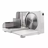 Taurus - Cortafiambres PLEGABLE | Cuchilla Acero INOX Ø17 cm | Corte preciso 1-15mm | Compacto | Fácil limpieza | Protección dedos | Cortador fiambres eléctrico con disco extraíble | Grosor regulable