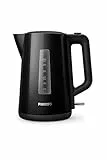 Philips Hervidor de Agua - 1.7L, Tapa con Resorte, Indicador Luminoso, Base con Giro, Negro (HD9318/20)