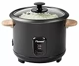 Bestron Arrocera con asas de madera, para 8-10 personas, incluye taza medidora y cuchara de arroz, con función de calefacción, capacidad de 1,8 litros, 700 W, color: negro