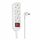 Hama | Regleta de 3 Tomas con protección (Regleta con 3 enchufes, Cable de 1,4m, Interruptor de Encendido y Apagado, MAX 3.500 W, Enchufe múltiple de 3 Tomas) Blanco