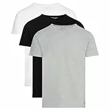 Tommy Jeans Camisetas de Manga Corta Pack de 3 Hombre Stretch con Cuello de Pico, Multicolor (Black/White/Grey Heather), M