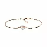 Emporio Armani Pulsera para Mujer, Longitud Interior: 16Cm+ 2cm Cadena Ajustable Tamaño Perla: 9-10mm Rose Gold Sterling Silver Bracelet, EG3533221, Oro y Blanco