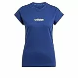 adidas Mujer Essentials Linear Cotton T-Shirt, Dark Blue/White, L