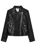 Springfield Chaqueta Motera Ajustada con Bolsillos de Cremallera y Forro con Solapas en el Dobladillo Cazadora, Negro Estandar, 42 para Mujer
