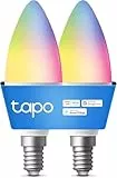 Tapo L430C(2-pack) - Bombilla conectada WiFi, Bombilla LED E14 Multicolor 2500K-6500K, Regulable 40W 470Lm, Funciona con Alexa, Control de Voz, Ahorro de energía