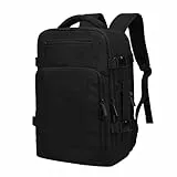 Para mochila Ryanair 40 x 20 x 25, equipaje de mano 40 x 20 x 25 para Ryanair,Mochila de viaje avión equipaje de mano para varias compañías aéreas con orificio de carga y bolsillo antirrobo, Black