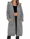 RITOSTA Largo Sudaderas Mujer con Capucha Larga Sudadera con Cremallera Chaqueta Mujer Entretiempo Abrigo Otoño Invierno Talla Grande Hoodie(Gris Oscuro,XL)