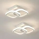 Comely 2 Paquetes LED de Techo Modernas, 24W 2700LM Pequeña Lámpara de Techo LED Interior Cuadrada para Dormitorio, Pasillo, Balcón, Luz Natural 4500k, Blanco, 24cm