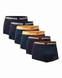 DANISH ENDURANCE Calzoncillos para Hombre de Cintura Baja y Pernera Corta, 6 Pack, Multicolor (2xazul Marino, 2xazul Marino/Naranja, 2xazul Marino/Burdeos) 6 Pack, M