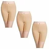 wirarpa Bragas Mujer Leggings Cortos Boxer Algodon Shorts Pantalones Deportivas para Running, Yoga y Ejercicio Beige-3 Pack Size 40-44