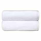 Amazon Basics paquete de 2 Toalla de baño, absorbentes, de secado rápido, 100 % algodón, (70 x 140 cm), Blanco