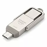 Amazon Basics Memoria USB, Memoria Portátil con Puertos USB C y USB A Duales, 512GB, Color Champán Plateado