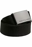 URBAN CLASSICS, Cinturón Canvas Unisex, Cinturón para Hombre y Mujer, Correa de Tela, Cinturón de Cuerda sin Agujeros, con Logo en la Hebilla Cuadrada, Distintos Colores