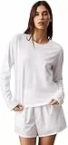 Calvin Klein Camiseta de manga larga Mujer Longsleeve Classic de algodón, Blanco (White), M