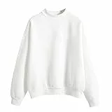 Sudaderas Mujer Manga Larga Cuello Redondo Sudadera sin Capucha Amplio Básico Chic Deportes Mujer Top Sudadera Informal de Manga Regular con Sweatshirt Color sólido Jersey