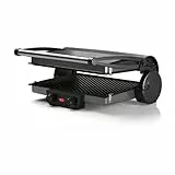 Bosch TCG4215 - Barbacoa de contacto 3 en 1, control de temperatura individual, bandeja de goteo de grasa, bandeja para horno, placas de aluminio extraíbles, fácil limpieza, 2000 W, color plateado