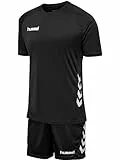 hummel Promo F9001 - Conjunto de camiseta de manga corta para hombre, color negro