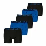 PUMA Logo Print Boxer, Azul, L (Pack de 5) Hombres