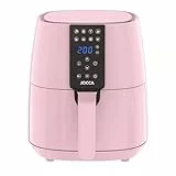Jocca - Freidora De Aire Sin Aceite 3,8L Rosa, Air Fryer Digital 1450W, 8 Programas Automáticos, Pantalla LED Táctil, Temporizador, Temperatura Ajustable, Recetario Incluido, Fácil De Limpiar