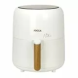 Jocca - Freidora de Aire 3.8L sin Aceite, Air Fryer Digital, 12 Programas, Pantalla LED Táctil, Temperatura Ajustable 80-200°C, Señal Acústica, Diseño Elegante con Mango Efecto Madera, 1450W, Blanca