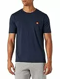 Ellesse Camiseta de manga corta para hombre con logotipo de parche bordado 100% algodón, turquesa, M