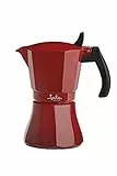 Jata HCAF2009 - Cafetera Italiana Inducción, Capacidad 9 Tazas, Apta para Todo Tipo de Cocinas, Cuerpo Aluminio, Roja
