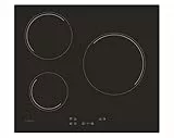Candy Timeless CH63CC/4U2, Placa Vitrocerámica, 3 Zonas, 60CM, 10 Niveles de Potencia, 5,5KWMandos Centrales, Bloqueo de Seguridad, Indicador de Calor, Alerta Sobrecalentamiento y Derrames, Negro