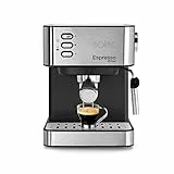 Solac - Cafetera Espresso INOX 2en1 20 Bar | Sistema Doble Salida y Super Crema | Bandeja Calientatazas | Vaporizador Orientable |1.2L| Apto Cápsulas y Café Molido | Apagado automático
