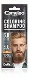 Cameleo Men – Champú colorante – Marrón claro – Cabello, barba y bigote – Refresca – Dura de 4 a 6 lavados – Aplicación fácil y rápida – Extracto de nuez – 15 ml