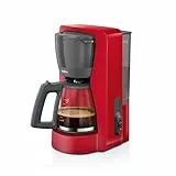 Bosch - Cafetera de Goteo, Jarra de Cristal Ergonómica, Depósito de Agua Extraible, Filtro Extraible, Apagado Automático, Anti Goteo, Rojo, TKA2M114