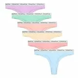 Libella Tangas Mujer Algodón Cómoda Thong Deportivo Ropa Interior Sexy sólido G-String Pack de 6 Multicolor UN7 M